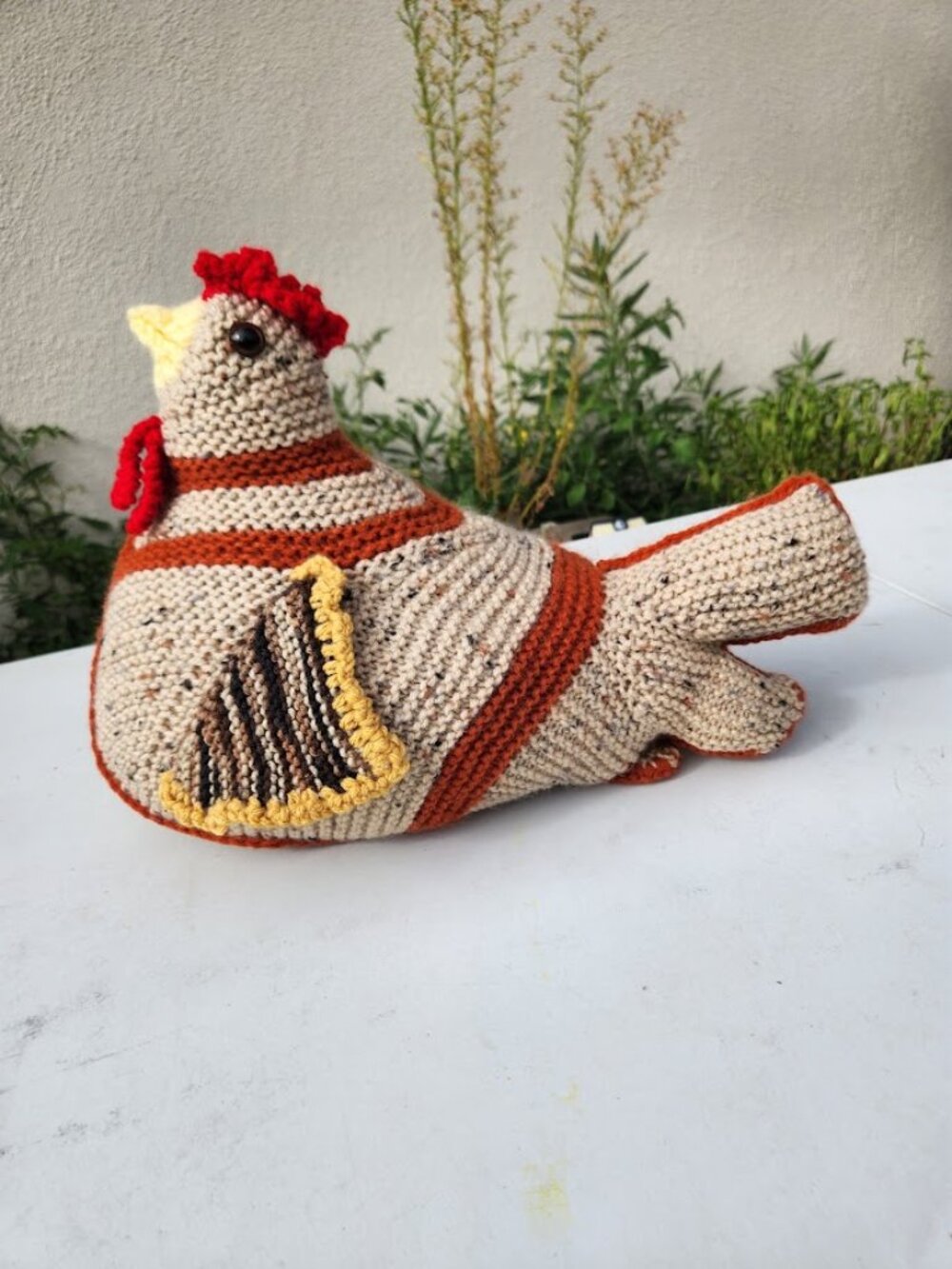 Emotional Support Chicken Handmade Plush Chicken Plushie Knitted Crochet Knit B